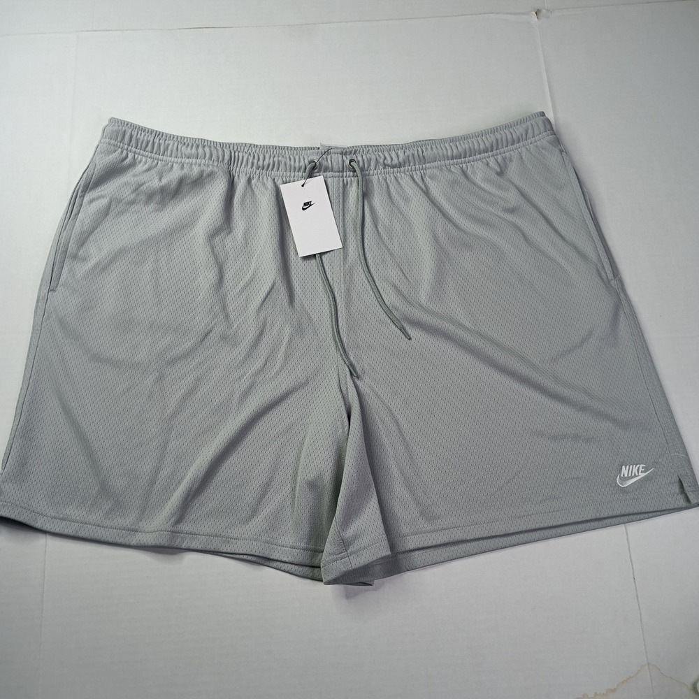 Nike Club Mesh Flow Shorts Men's Size 3XLT Gray Embroidered Logo FN3514-077 NWT